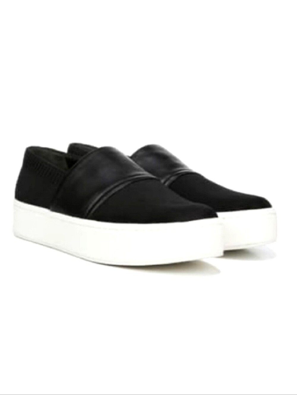 🆕️Vince. Corbin Slip-On Leather Platform Sneaker Minimalist Travel Black Sz 8.5